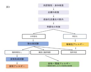 アレルギー性皮膚炎、食物アレルギーの診断フロー。松原動物病院　皮膚科